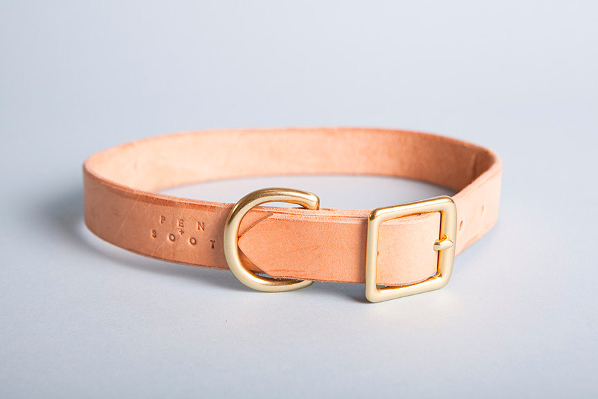 03 Natural leather dog collar