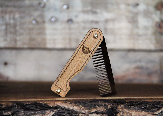 05 Personalized Handmade Folding Wood Beard Comb