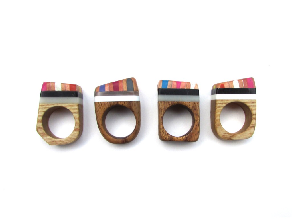 3 Chunky wooden Pencil Rings