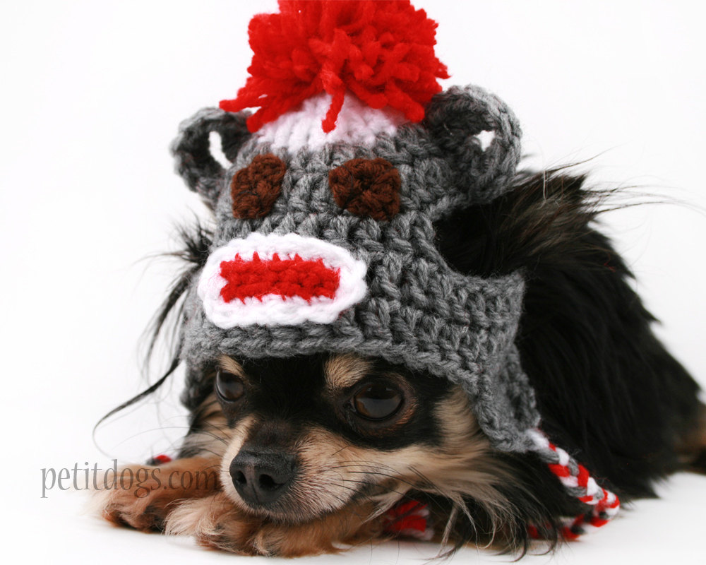2 Dog Hat crochet Sock Monkey