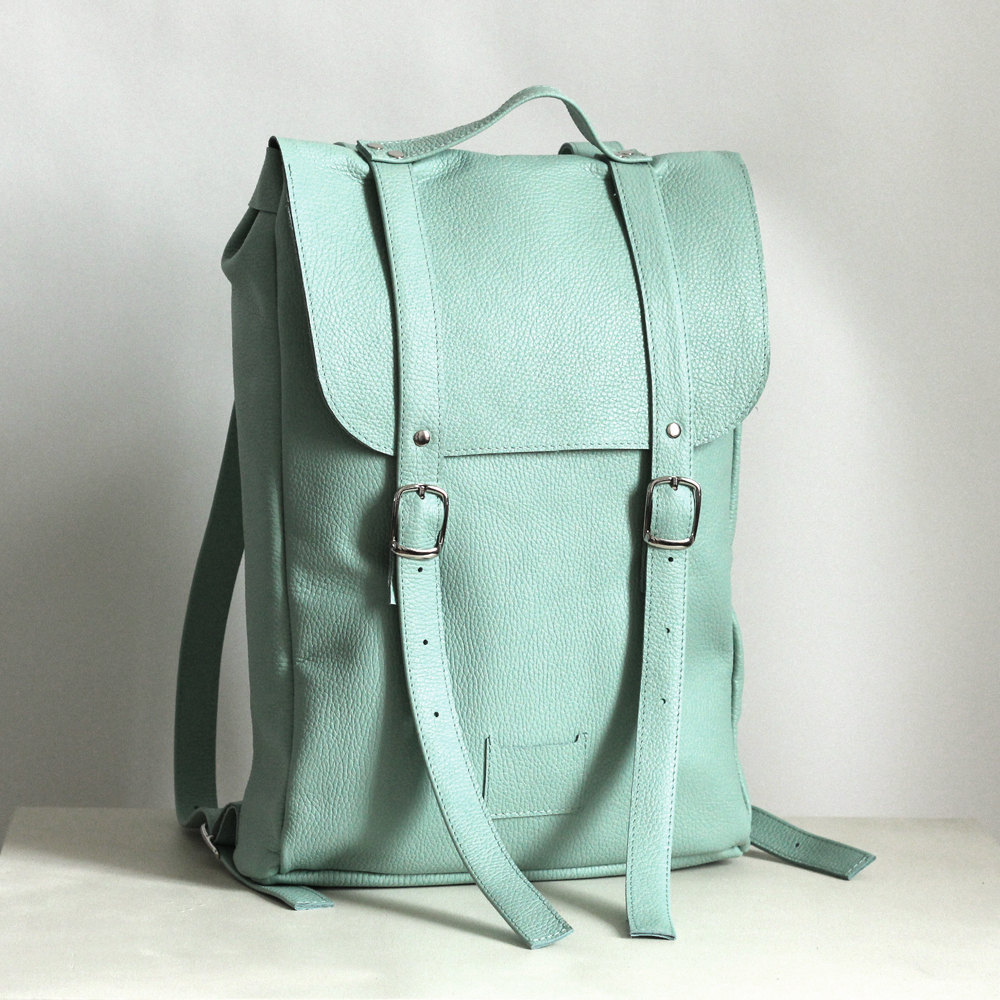 3 Mint middle size leather backpack rucksack