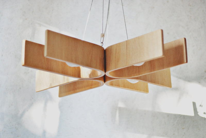5 Hanging lamp with natural wood texture
