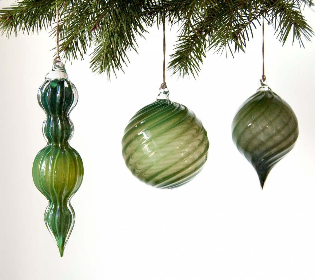 2 Set of Dark Green Holiday Oranaments