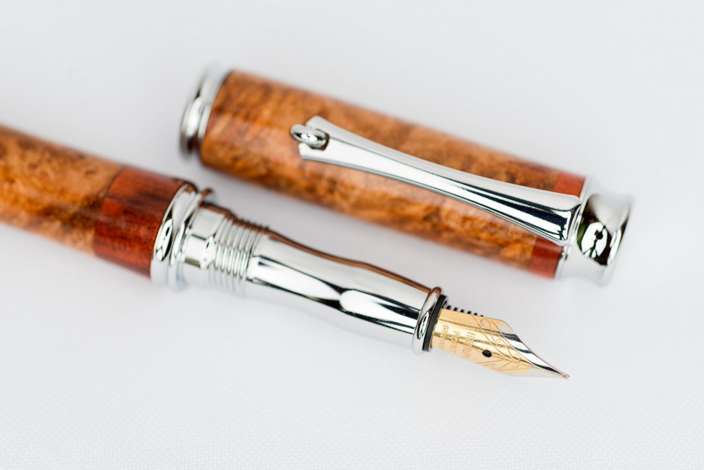 4 Exotic Maple Burl and Bloodwood Segmented Fountain Pen