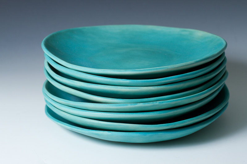 1 9 Matte Turquoise Stoneware Plates