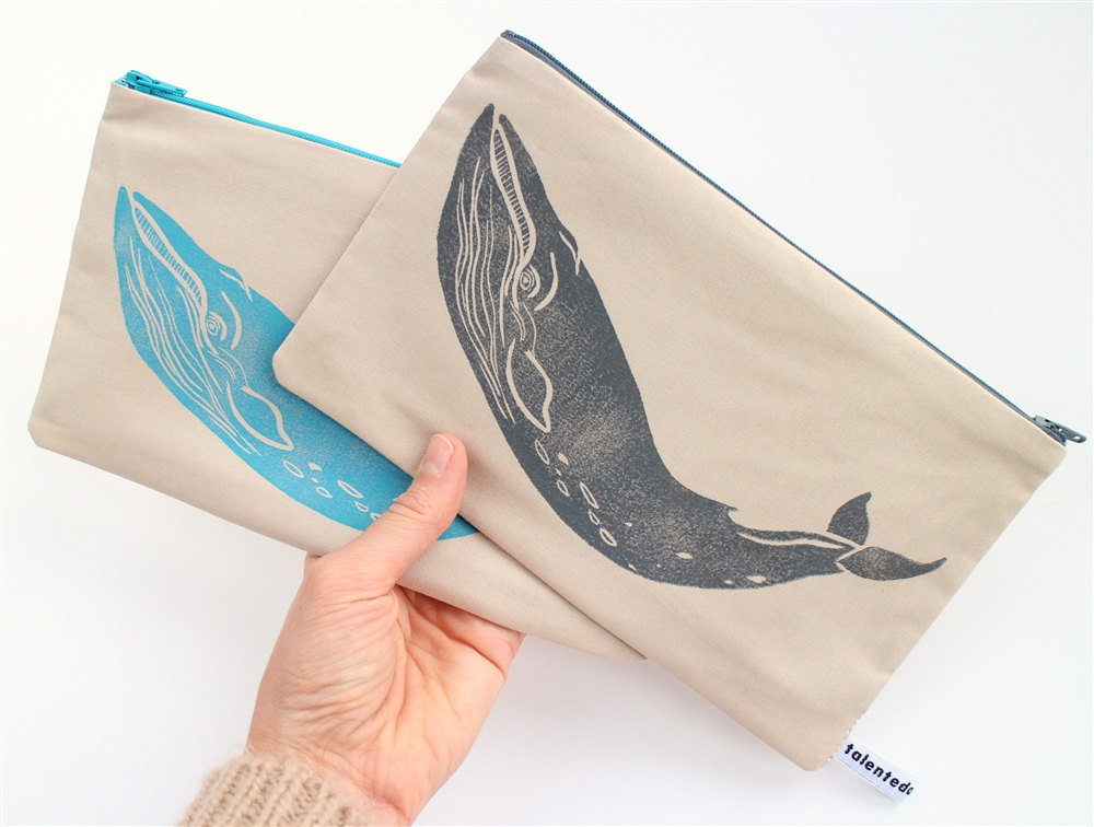 3 Grey or Turquoise Whale Purse