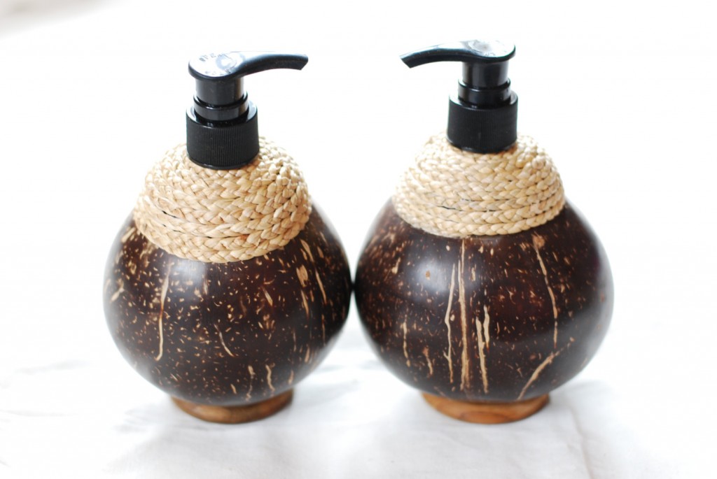 1 Handmade Coconut Shell set of 2 Soap Dispenser