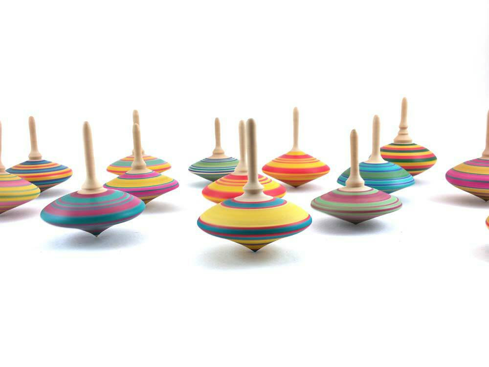 2 Wooden spinning tops