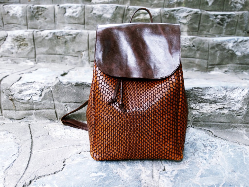 3 Brown Leather Backpack