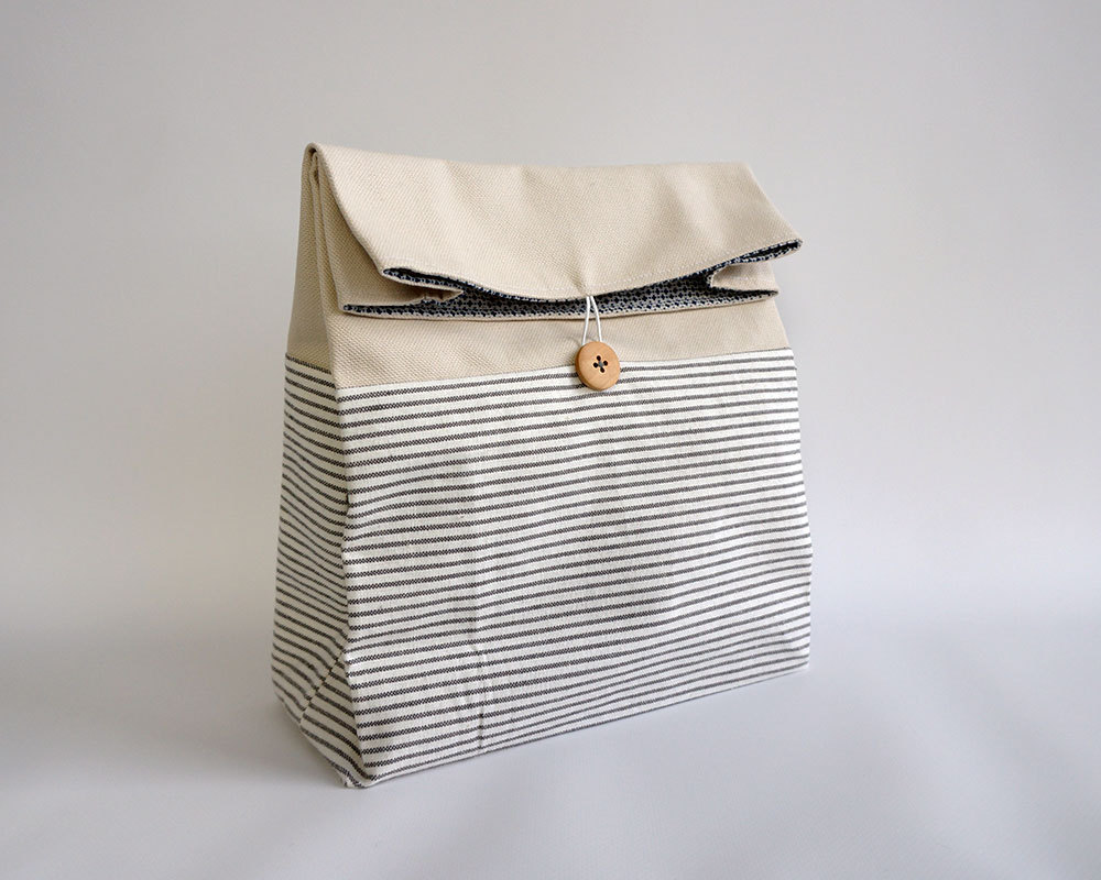 4 Striped natural colored Lunch Bag