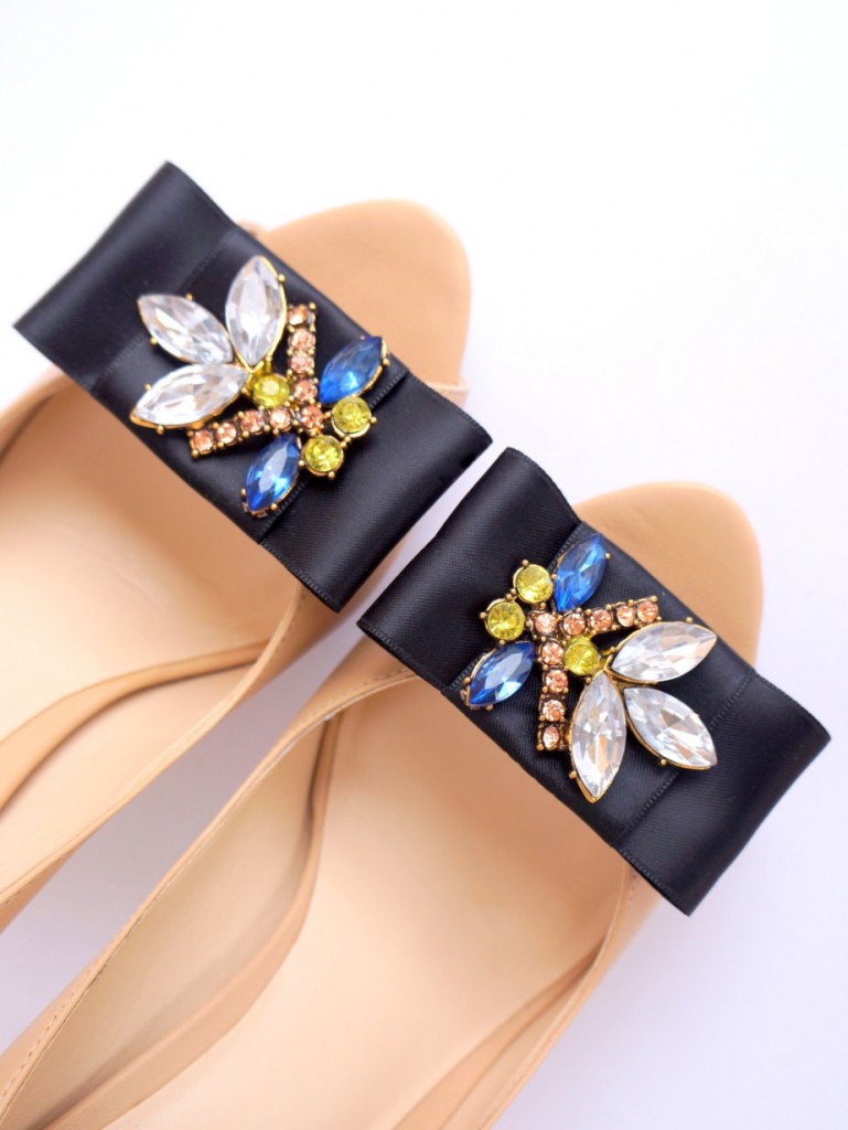 4 elegant black bows with rhinestones shoe clips Mififi