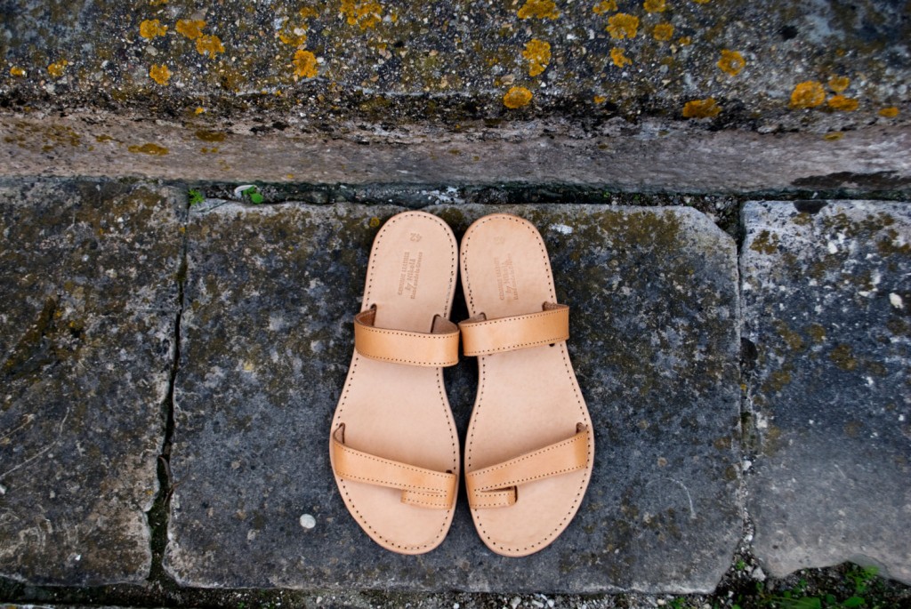 2 Greek Mens Leather Sandals in Natural Brown Color