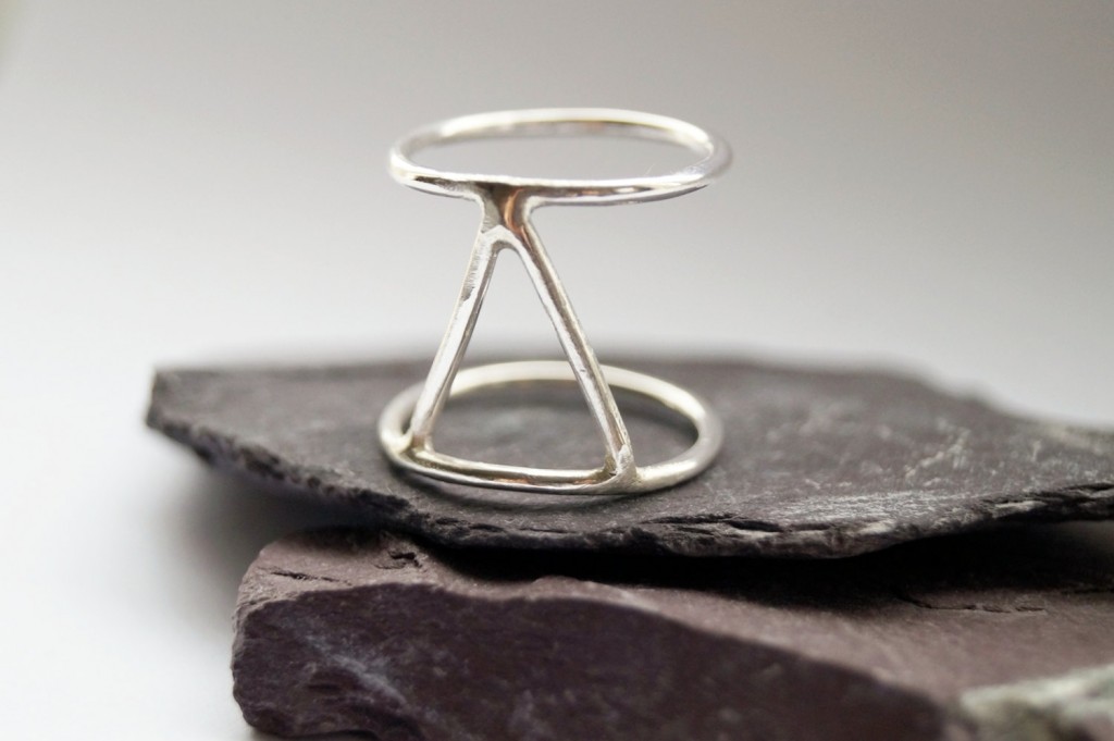 5 Three Points Cage Sterling Silver Ring