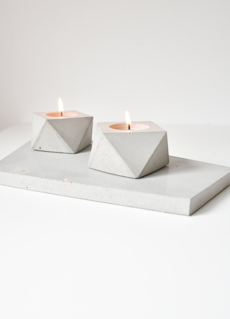 2 Set of 2 - geometric concrete tea candle holder