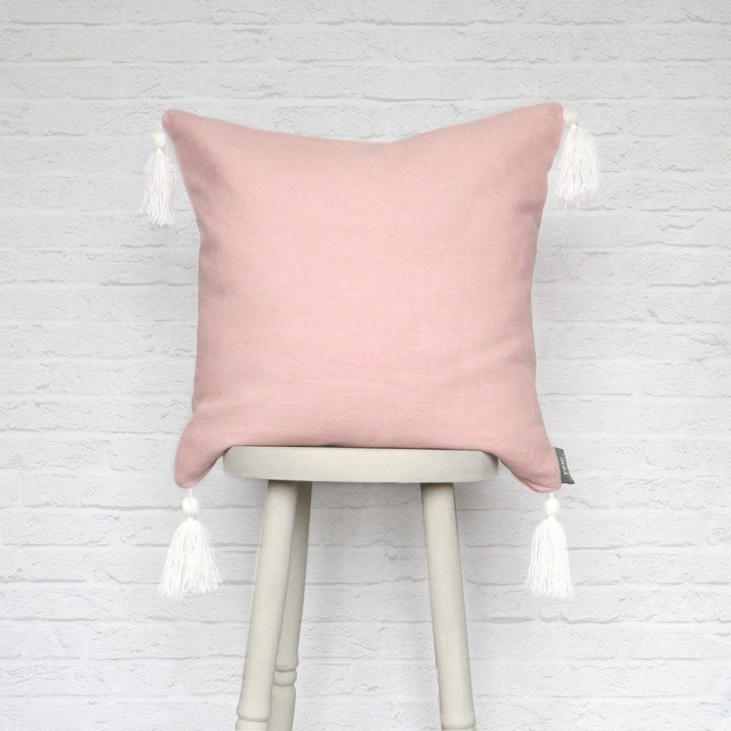 5 Pink Rose Quartz Tassel Cushion Pillow