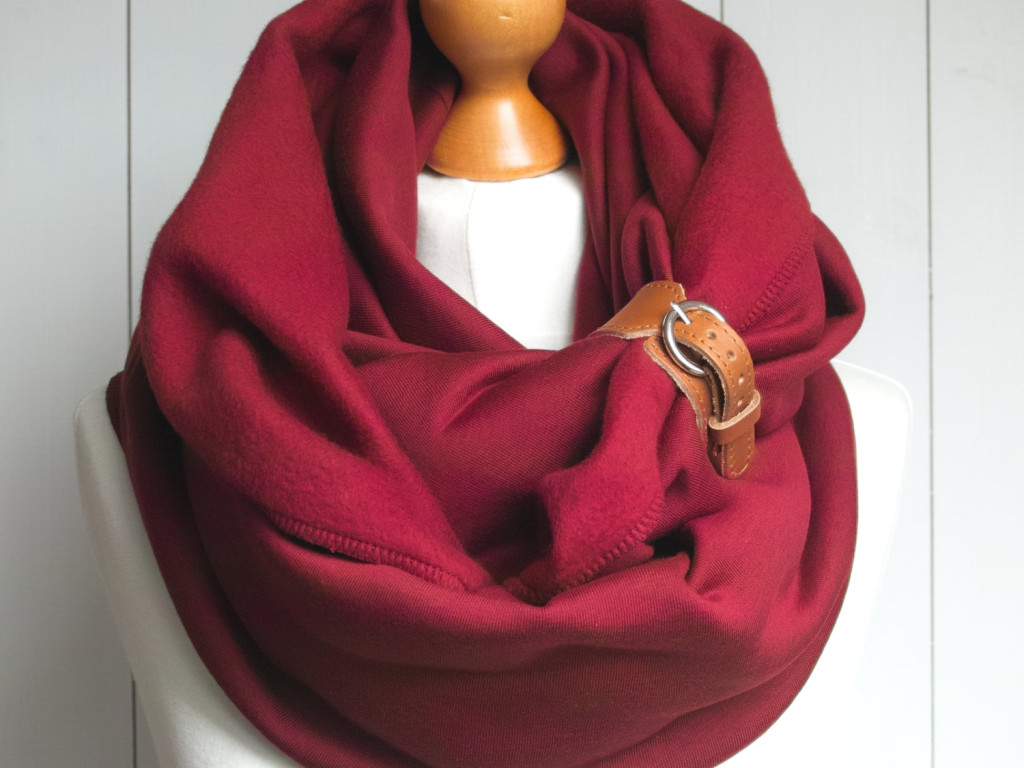 2 Infinity Scarf with leather cuff